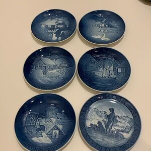 Bing and Grondahl, and Royal Copenhagen Christmas plates. Six offered together.